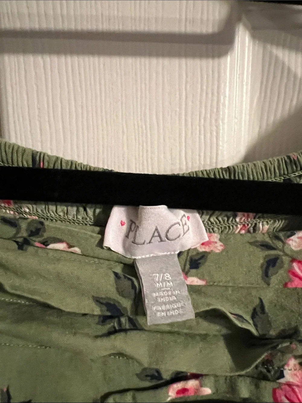 The Children's Place Olive Green Dress with Pink Floral Print size 7/8